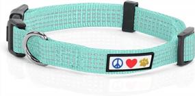 img 4 attached to Stay Safe And Stylish With Pawtitas Teal Reflective Dog Collar - Adjustable And Perfect For Small Dogs