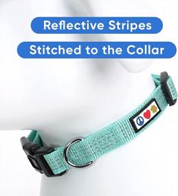 img 2 attached to Stay Safe And Stylish With Pawtitas Teal Reflective Dog Collar - Adjustable And Perfect For Small Dogs