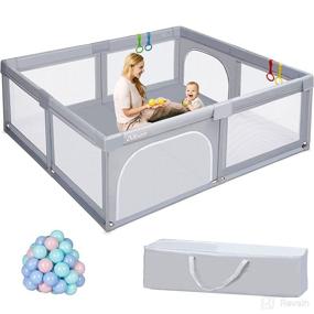 img 4 attached to 👶 Albott Portable Baby Playpen: Extra Large Anti-Fall Safety Center + 50pc Pit Balls Included