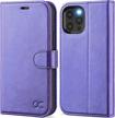 stylish pu leather flip case with rfid blocking, card holders, and shockproof tpu inner shell for iphone 14 pro max (6.7-inch) 2022 - purple logo