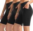 women's 8" high waist biker shorts for workout, yoga, running - summer soft pants with pockets logo