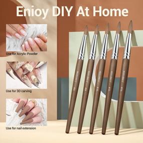 img 1 attached to Modelones Acrylic Nail Brush Size 8 - 100% Pure Kolinsky Hair Bristles & Sturdy Wooden Handle - Professional Manicure Pedicure For DIY Home Salon