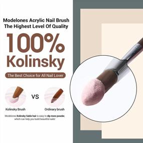img 3 attached to Modelones Acrylic Nail Brush Size 8 - 100% Pure Kolinsky Hair Bristles & Sturdy Wooden Handle - Professional Manicure Pedicure For DIY Home Salon