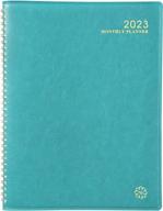 2023 leather calendar planner w/ tabs, twin-wire binding & double side pocket - 9" x 11", plain writing blocks logo