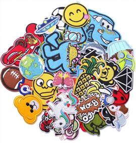 img 3 attached to Assorted Embroidered Iron-On Patches - 60 Pieces For DIY Accessories, Sewing Appliques For Jackets, Hats, Backpacks, Jeans, And More