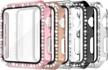 simpeak 44mm bling hard case with built-in glass screen protector for apple watch series 6 se 5 4 - full crystals replacement cover protective shell in gold/pink/black/silver/clear (5 pack) logo