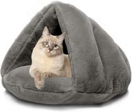 🐱 comfycozy grey cat bed: plush, anti-slip, water-resistant for small indoor cats, dogs, puppies, kittens, rabbits - warming & calming logo