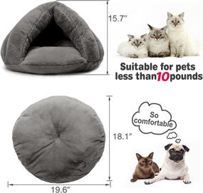 img 3 attached to 🐱 ComfyCozy Grey Cat Bed: Plush, Anti-Slip, Water-Resistant for Small Indoor Cats, Dogs, Puppies, Kittens, Rabbits - Warming & Calming