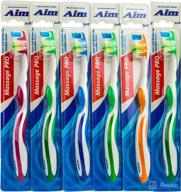 aim® massage toothbrush soft 6 pack logo