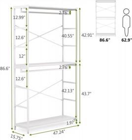 img 2 attached to Tribesigns 86 Inches Double Rod Closet Organizer, Freestanding 3 Tiers Shelves Clothes Garment Racks, Large Heavy Duty Clothing Storage Shelving Unit For Bedroom Laundry Room