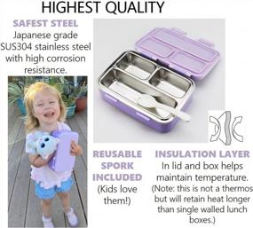 img 3 attached to Portable And Leakproof Stainless Steel Lunch Box For Toddler Daycare And Pre-School Snacks In Purple Lilac Color