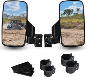 img 4 attached to 🔍 Enhanced UTV Side View Mirrors (2 Pack) for 1.75" and 2" Roll Bar Cage – Clear Rear View Mule Mirrors for Polaris RZR, Can-Am, Kawasaki, Kubota, Yamaha, Maverick