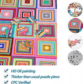 img 1 attached to Bgraamiens Puzzle-Retro Art Squares-1000 Pieces Creative Colorful Squares Hard Puzzle Color Challenge Jigsaw Puzzle