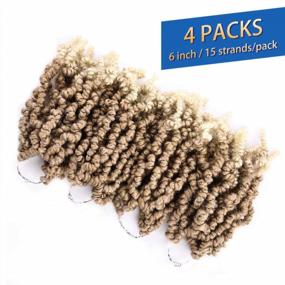 img 2 attached to 4 Packs Short Curly Spring Pre-Twisted Braids Synthetic Crochet Hair Extensions 6 Inch 15 Strands/Pack Ombre Crochet Twist Braids Fiber Fluffy Curly Twist Braiding Hair Bulk (6“ (Pack Of 4), 27/613#)