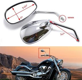 img 2 attached to 10MM Chrome Motorcycle Handlebar Rearview Side Mirrors For Sports Bike Cruiser Chopper Dirt Bike Scooter (Chrome)