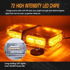 img 2 attached to 🚨 Linkitom Amber LED Strobe Flashing Light - High Intensity Emergency Hazard Warning Lighting with 72 LEDs, Heavy Duty Magnets, and 16ft Cord for Truck Vehicle Roof Safety