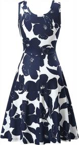 img 3 attached to Women'S Sleeveless Floral Midi Dress - FENSACE Scoop Neck Flared Tank Style
