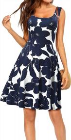 img 4 attached to Women'S Sleeveless Floral Midi Dress - FENSACE Scoop Neck Flared Tank Style