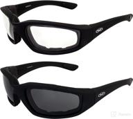 🏍️ enhance your motorcycle experience with global vision kickback padded sunglasses - black frame, clear and smoke lens combo! logo