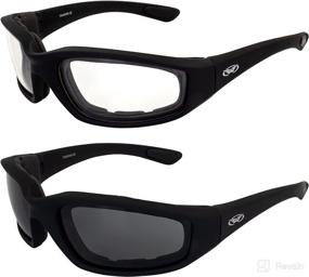 img 4 attached to 🏍️ Enhance Your Motorcycle Experience with Global Vision Kickback Padded Sunglasses - Black Frame, Clear and Smoke Lens Combo!