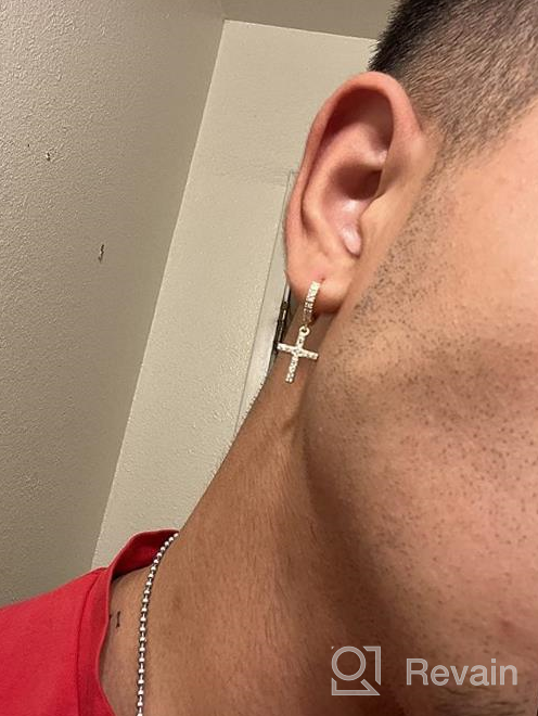 img 1 attached to Small CZ Huggie Hoop Earrings | 14k Gold/Silver/Rose Gold Plated | Dangle Drop Heart Spike Cross Initial Cuff Earrings | Minimalist Jewelry for Women and Girls review by Paula Turner