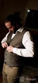 img 3 attached to Mens Premium Wool Blend Tweed Herringbone Slim Fit Wedding Tuxedo Waistcoat Suits Vest