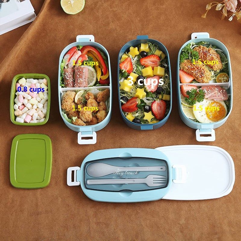 ZZQ Bento Lunch Box for Adults/Teens, 3-Tier Stackable Lunch Containers  with Bag