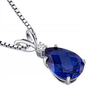 img 2 attached to Elegant Teardrop Solitaire 14K White Gold Pendant With Genuine Diamond & Blue Sapphire - 2.45 Carats Pear Shape 10X7Mm By Peora