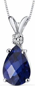 img 4 attached to Elegant Teardrop Solitaire 14K White Gold Pendant With Genuine Diamond & Blue Sapphire - 2.45 Carats Pear Shape 10X7Mm By Peora