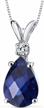 elegant teardrop solitaire 14k white gold pendant with genuine diamond & blue sapphire - 2.45 carats pear shape 10x7mm by peora logo