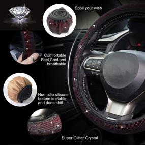 img 2 attached to Amiss Car Rhinestones Steering Wheel Cover With Elastic Stretch