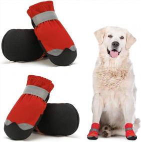 img 4 attached to Anti-Slip Dog Boots For Large And Medium Breeds - Winter Paw Protection With Adjustable Straps And Waterproof Design - Comfortable Pet Shoes For Hiking And Outdoor Activities
