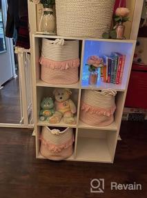 img 5 attached to Organize In Style: YOUDENOVA 3-Pack 11-Inch Woven Cotton Rope Boho Storage Baskets With Cute Handles For Baby Nursery And Home Decor In Beige
