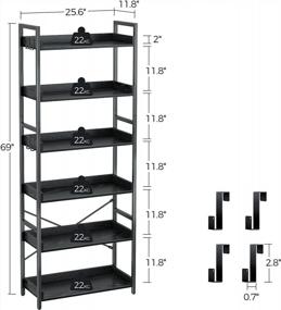 img 2 attached to Rolanstar 6-Tier Black Bookshelf With Industrial Style And Vintage Charm - Perfect For Living Room Or Bedroom