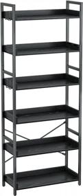 img 4 attached to Rolanstar 6-Tier Black Bookshelf With Industrial Style And Vintage Charm - Perfect For Living Room Or Bedroom