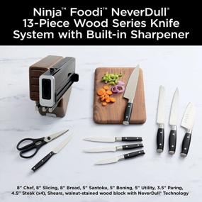 img 3 attached to Effortlessly Sharp And Stylish: Ninja Foodi NeverDull Premium 13 Piece Knife System With German Stainless Steel Blades And Built-In Sharpener In Walnut Stain/Black