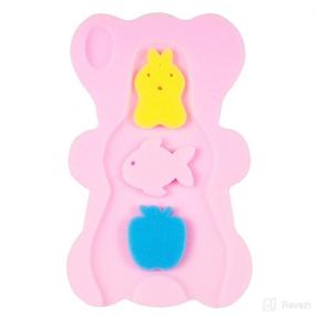 img 4 attached to 🛁 Soft Infant Bath Sponge Pad - Anti-Skid, Natural Newborn Bath Mat with Cushion for Baby Bathing (Pink)