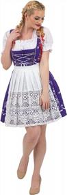 img 1 attached to Showcase Your Style With Our Purple German Embroidered Oktoberfest Dirndl Dress - 3-Piece Set!