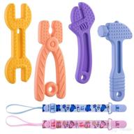 🦷 детские жевательные игрушки amnli: набор безопасных для бпа силиконовых жевательных игрушек для детей от 0 до 12 месяцев - многоцветный молоток, гаечный ключ, кусачки. логотип