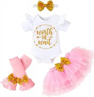 newborn baby girl outfit set - infant letter print romper, tutu skirt, headband & leggings for warmer coming home clothes logo