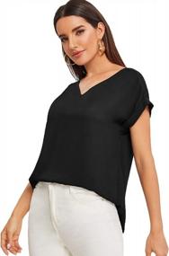 img 2 attached to Cool And Chic: SweatyRocks Women'S V Neck Chiffon Blouse With Cuffed Short Sleeves