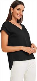 img 1 attached to Cool And Chic: SweatyRocks Women'S V Neck Chiffon Blouse With Cuffed Short Sleeves