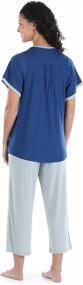 img 3 attached to Stretchy Knit Women'S Pajama Set: Button Up Top And Capri, Perfect For Sleep And Lounging