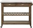 barnwood wire-brushed drop leaf kitchen cart with wood and stainless steel construction - one size logo