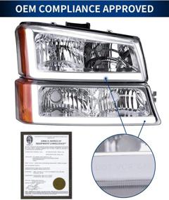 img 3 attached to POLLY WALES Headlights Assembly Compatible With 2003-2006 Chevy Silverado - Chrome Housing Clear Lens Amber Reflector (With Ultra Bright Led DRL)