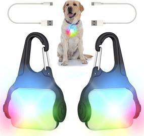 img 4 attached to Rechargeable Dog Lights - Color Changing Collar Light for Night Walking, Waterproof & 4 Modes, 2 Pack - Ideal for Running, Camping, Climbing, Biking