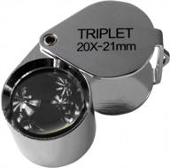 high-quality triplet jeweler's loupe with chrome finish and leather case - hts 203e0 20x 21mm logo