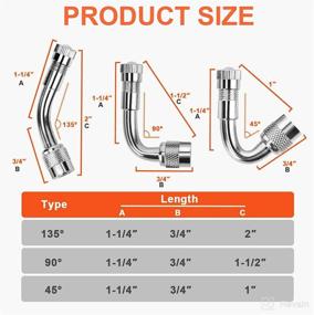 img 2 attached to YIENAKFUN 6 PCS Metal Valve Stem Extenders - 45°, 90°, 135° - Universal Silver Extensions