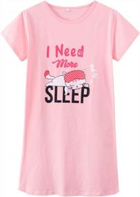 img 4 attached to Girls Short Sleeve Sleepwear Nightgowns Size 12-16 Cute Bear Tween Pajamas