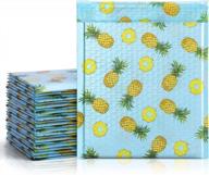 pineapple poly bubble mailers - pack of 25 designer teal custom padded envelopes with high-grade pearlescent finish by fuxury fu global #2, 8.5x12 inches logo